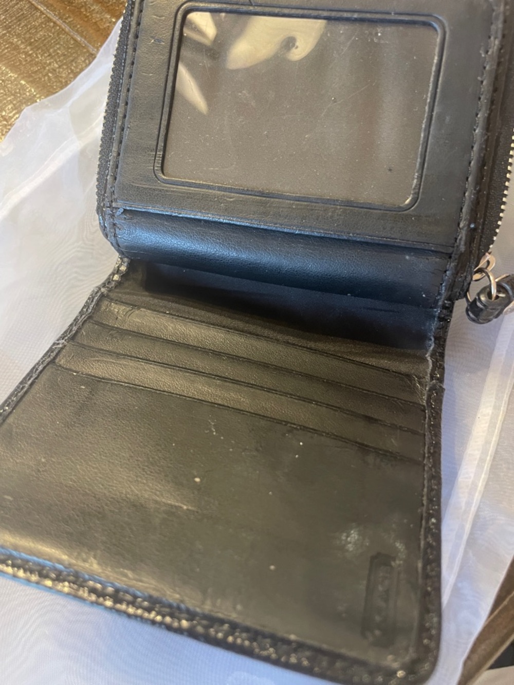 Coach Metallic Silver and Black Leopard Zip Wallet - Picture 4 of 9